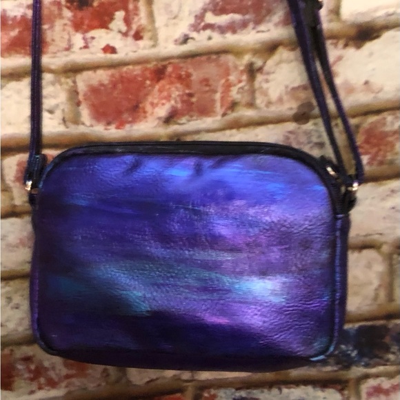 EUC Multi Sac Metallic Purple Blue Multi Colored Leather Crossbody Bag STUNNING - Picture 13 of 13